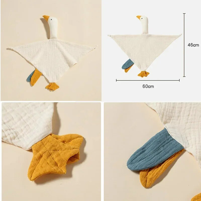 Puhast puuvillast musliin beebi rinnatükk Armas hani magamisnukud Vastsündinud süljerätik rahustab rahustav rätik väikelapsed röhitseb riidest taskurätik