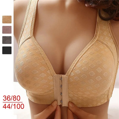 2023New Front Button Type Sexy Brassiere Anti-sagging Gathered No Steel Ring Ladies Mother Large Size Thin Section Underwear Bra