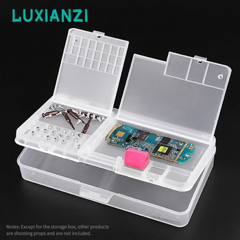 LUXIANZI Πολυλειτουργικό κιβώτιο αποθήκευσης επισκευής κινητών τηλεφώνων για εξαρτήματα IC Κατσαβίδι διπλής στρώσης εργαλειοθήκη με προστασία από τη σκόνη