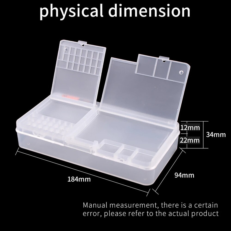 LUXIANZI Πολυλειτουργικό κιβώτιο αποθήκευσης επισκευής κινητών τηλεφώνων για εξαρτήματα IC Κατσαβίδι διπλής στρώσης εργαλειοθήκη με προστασία από τη σκόνη