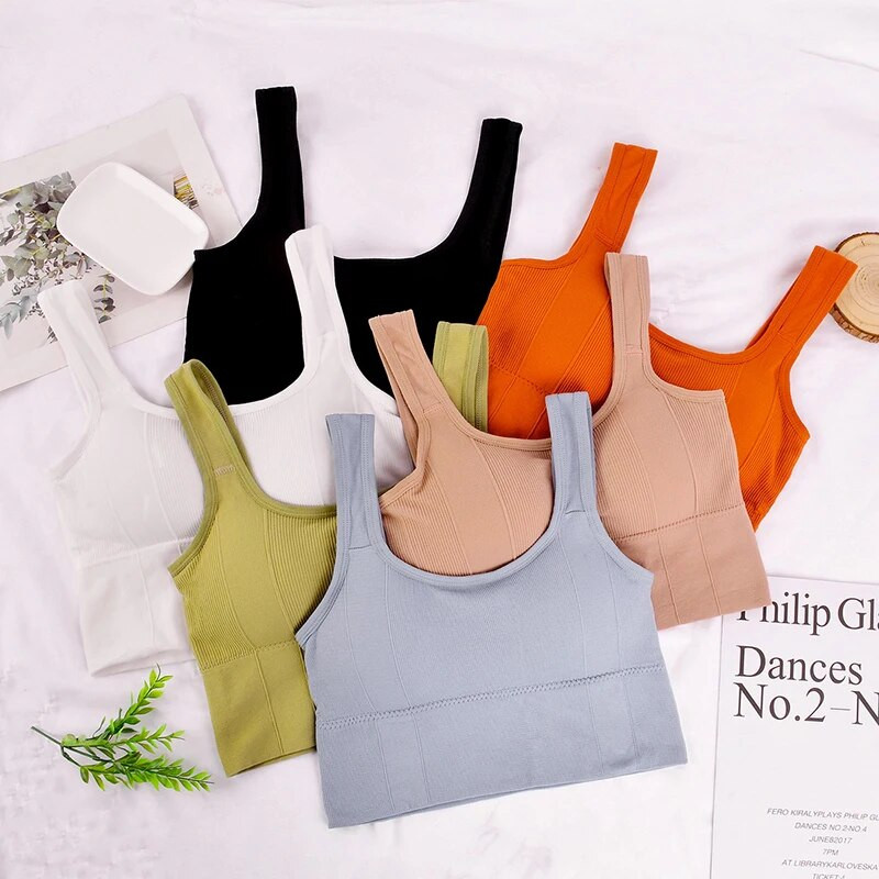 Kvėpuojanti sportinė liemenėlė, atspari smūgiams apkarpyta viršutinė dalis, apsauganti nuo prakaitavimo, kūno rengybos viršutinė moteriška besiūlė jogos liemenėlė Push up sportinė treniruoklių salė Top Solid