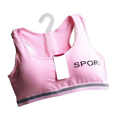 Sutien sport pentru fete, bumbac solid, tanc pentru dezvoltare, stil student, neîntărit, burete detașabil, lenjerie de corp pentru studenți