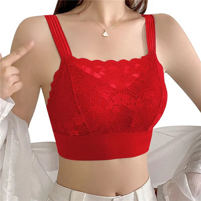 Sutien sexy din dantelă pentru damă Piept mic adunat anti-scădere Sport fără sudură Spate frumos Lenjerie de corp pentru femei Piept înfășurat rezistent la șocuri