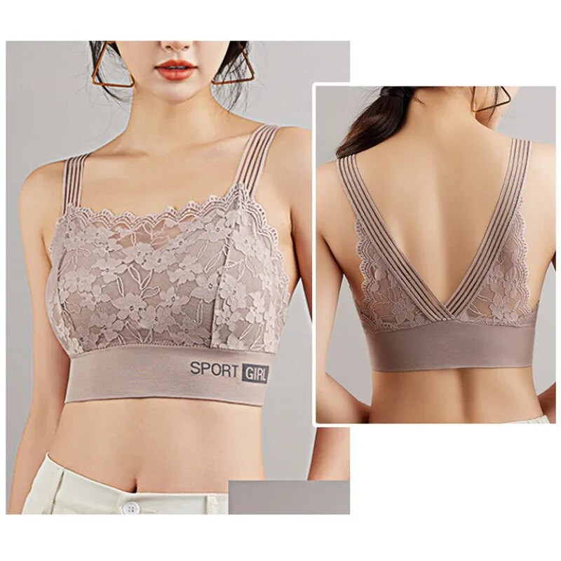 Seksuali nėriniuota moteriška liemenėlė, maža krūtinė, surenkama nuo smukimo besiūlė sportinė graži nugara Moteriški apatiniai, atsparūs smūgiams, apvyniota krūtinė