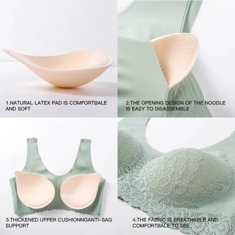 Dámska podprsenka s push-up výstrihom, veľkosť 3XL/4XL, bezšvové, s výstelkou, 3D vzor, spodná bielizeň BH