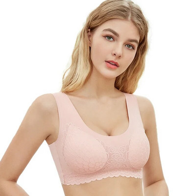 Nagy méretű melltartó 3XL4XL varrat nélküli melltartó női fehérneműknek BH szexi csipkés melltartó Push Up melltartó párnázott mellény felső melltartóval