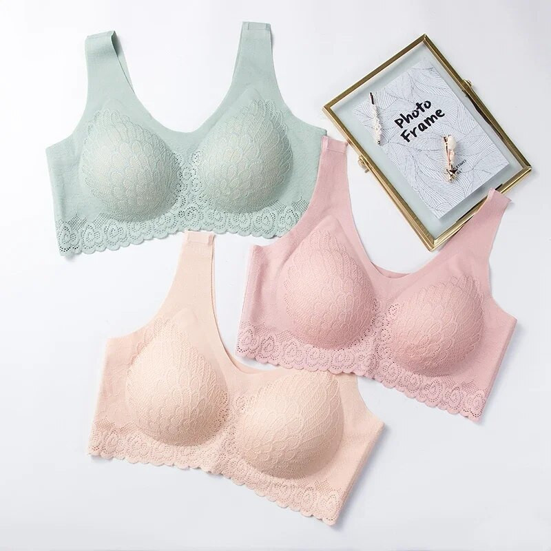 Σουτιέν Plus Size 3XL4XL Σουτιέν χωρίς ραφές για Γυναικεία Εσώρουχα BH Sexy Lace Brassiere Push Up Bralette with Pad Vest Top σουτιέν