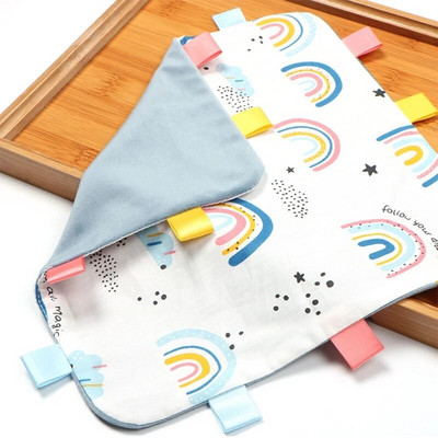 Новородено Бебе Успокояваща Успокояваща Кърпа Цветни Защитни Етикети Одеяло Успокояващо Сензорно Меко Утешител за Новородени Малки Деца Подарък