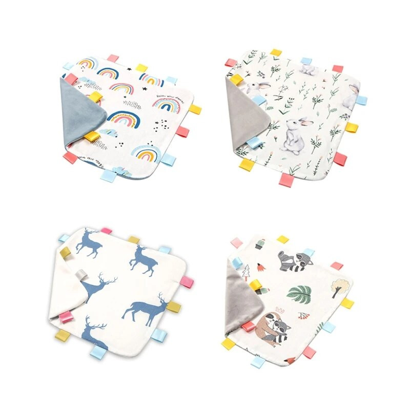 Upokojujúci uterák pre novorodencov, farebné bezpečnostné štítky, deka, upokojujúca senzorická mäkká deka pre novorodencov a batoľatá, darček