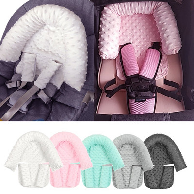 Babaautó-biztonsági puha alvófej-támasztó párna, hozzáillő biztonsági öv-huzattal, babaülés nyakvédő fejtámlával
