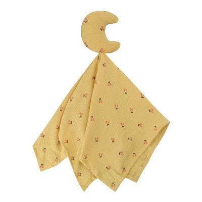 New Born rahustav rahustav rätik, 100% orgaaniline puuvill Moon Star mänguasjadetail beebilohutus Armas musliinist turvatekk