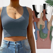 Νέα άφιξη Γυναικείες Σέξι Crop Top Tube Top Μασίφ casual κοντά φανελάκια Αθλητικά εσώρουχα Yoga Fitness Sleep γιλέκο ύπνου με επένδυση