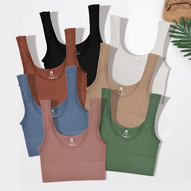 Νέα άφιξη Γυναικείες Σέξι Crop Top Tube Top Μασίφ casual κοντά φανελάκια Αθλητικά εσώρουχα Yoga Fitness Sleep γιλέκο ύπνου με επένδυση