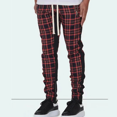 Pantaloni de sport în carouri în stil scoțian Pantaloni la modă de stradă pentru bărbați Pantaloni de jogging sport casual