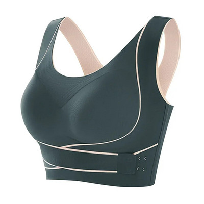 Sutien sport, cu cataramă reglabilă în față, fără fir, căptușit, confortabil, sală de gimnastică, lenjerie de yoga, respirabil, antrenament, fitness, intensitate scăzută, femei
