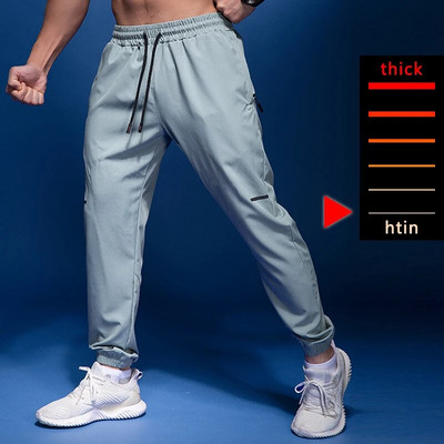 Buzunare cu fermoar Pantaloni sport subțiri Pantaloni de alergare de vară pentru bărbați, antrenament de fotbal în aer liber, pantaloni de fitness pentru jogging