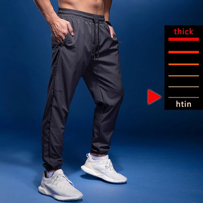 Buzunare cu fermoar Pantaloni sport subțiri Pantaloni de alergare de vară pentru bărbați, antrenament de fotbal în aer liber, pantaloni de fitness pentru jogging