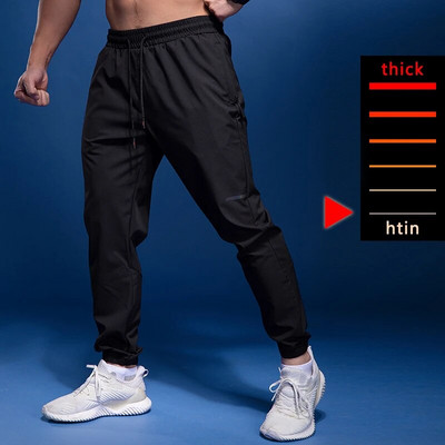 Buzunare cu fermoar Pantaloni sport subțiri Pantaloni de alergare de vară pentru bărbați, antrenament de fotbal în aer liber, pantaloni de fitness pentru jogging