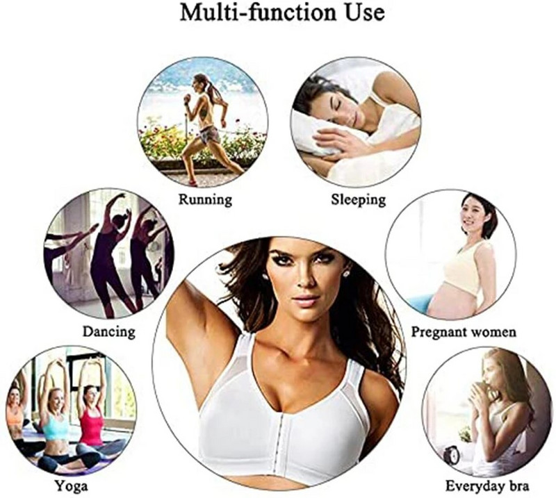 Γυναικείο αθλητικό σουτιέν μεγάλου μεγέθους που συγκεντρώνεται χωρίς ατσάλινο δαχτυλίδι γιόγκα Γιλέκο γυμναστικής για τρέξιμο μπροστά με φερμουάρ Αντικραδασμικό εσώρουχο