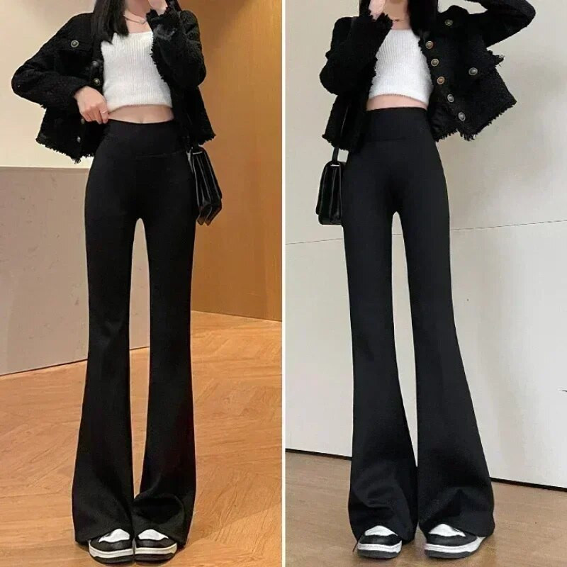 Fliisist paksud laia säärega püksid kõrge vöökohaga jooga spordiretuusid jõusaali fitness sukkpüksid vabaaja tänavarõivad vabaaja vintage pantalon naisterahvas