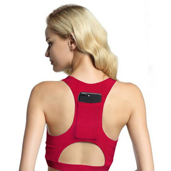 Γυναικείο αθλητικό σουτιέν με εκτύπωση τσέπης τηλεφώνου Yoga Top Fitness Running Wear Padding Gym Bras Wireless Top