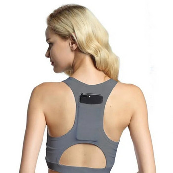 Γυναικείο αθλητικό σουτιέν με εκτύπωση τσέπης τηλεφώνου Yoga Top Fitness Running Wear Padding Gym Bras Wireless Top