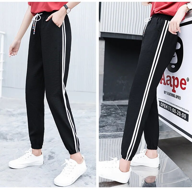 Moteriškos mados Vienspalvės krovininės kelnės Korėjos sportinės kelnės Oversize Sweat Joggers Sportinės kelnės Baggy Kelnės Drabužiai Sportinės kelnės