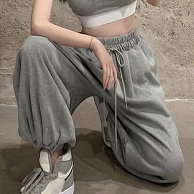 Gray Sweatpants for Women 2023 Autumn New Baggy Fashion Oversize Sports Pants Balck Trousers Female Joggers Streetwear