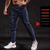 BINTUOSHI Pantaloni de sport elastici respirabili Pantaloni de alergare pentru bărbați buzunare cu fermoar Pantaloni de antrenament Jogging Pantaloni de fitness pentru bărbați
