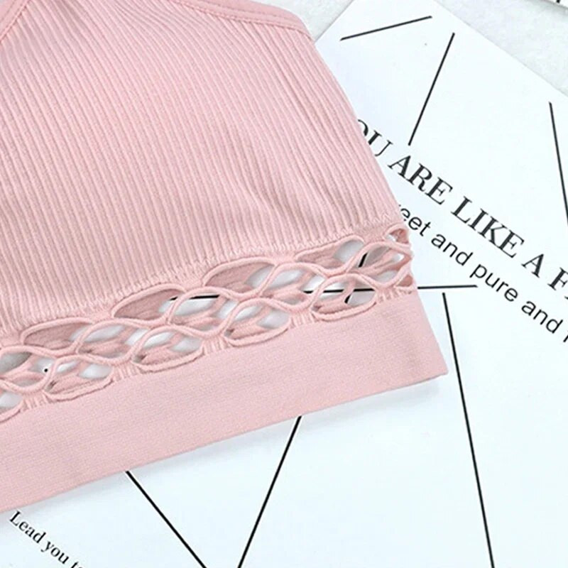 5 spalvų tuščiavidurė sportinė liemenėlė Atletinės Push Up sportinės liemenėlės, skirtos fitneso bėgimui treniruoklių salėje, moteriškos besiūlės paminkštintos jogos liemenėlės sportinės liemenėlės