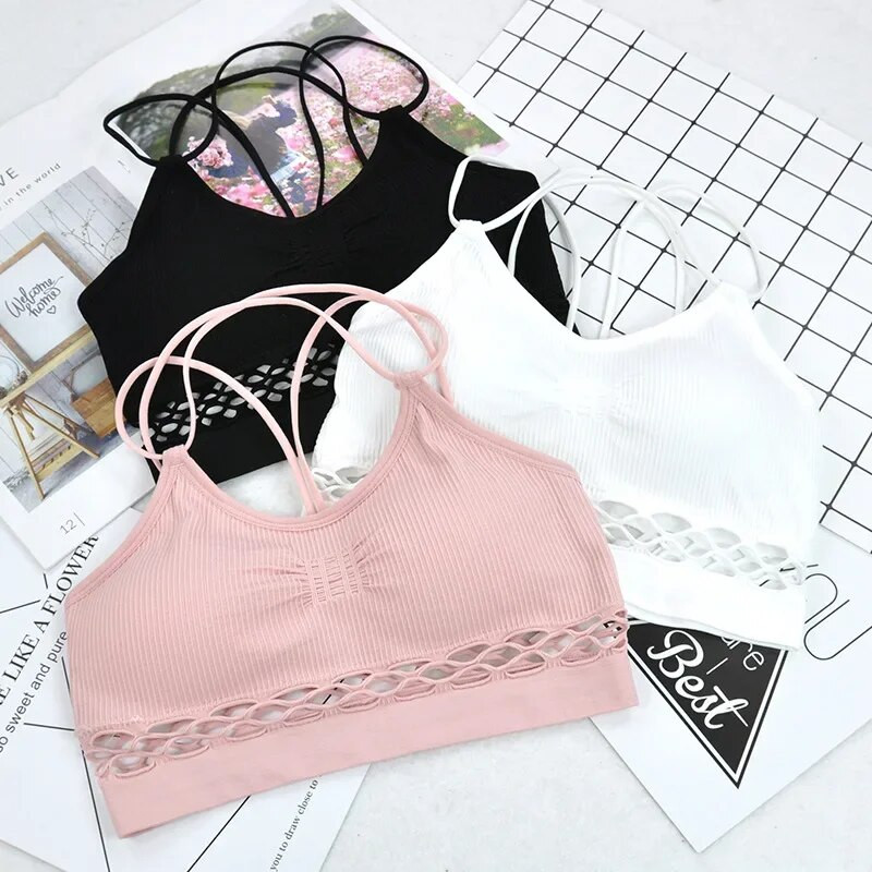 5 spalvų tuščiavidurė sportinė liemenėlė Atletinės Push Up sportinės liemenėlės, skirtos fitneso bėgimui treniruoklių salėje, moteriškos besiūlės paminkštintos jogos liemenėlės sportinės liemenėlės