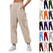 Pantaloni de sport subțiri, largi, cu talie înaltă, jogging, confortabili, cu talie înaltă, pentru femei, cu șnur, pantaloni din lână, pentru femei, scurti