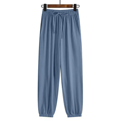 Pantaloni de sport de mătase de gheață pentru femei Pantaloni de trening de vară subțiri cu talie înaltă Pantaloni de sport de femei pentru femei cu talie elastică