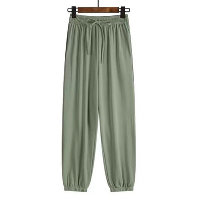 Pantaloni de sport de mătase de gheață pentru femei Pantaloni de trening de vară subțiri cu talie înaltă Pantaloni de sport de femei pentru femei cu talie elastică