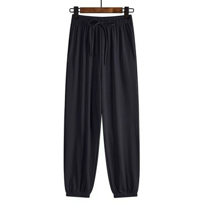 Pantaloni de sport de mătase de gheață pentru femei Pantaloni de trening de vară subțiri cu talie înaltă Pantaloni de sport de femei pentru femei cu talie elastică