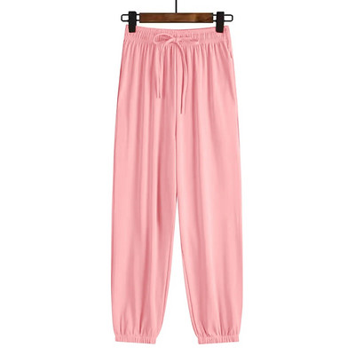 Pantaloni de sport de mătase de gheață pentru femei Pantaloni de trening de vară subțiri cu talie înaltă Pantaloni de sport de femei pentru femei cu talie elastică