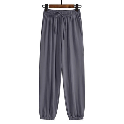 Pantaloni de sport de mătase de gheață pentru femei Pantaloni de trening de vară subțiri cu talie înaltă Pantaloni de sport de femei pentru femei cu talie elastică
