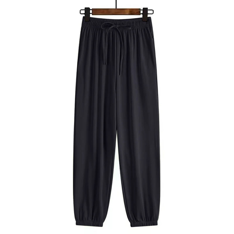 Ženske trenirke od ledene svile Ženske opuštene savijene noge Ljetne tanke trenirke visokog struka Ženske hlače za žene s elastičnim strukom