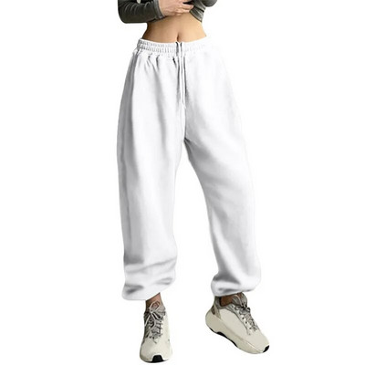 Moteriškos kelnės Juodos bėgimo sportinės kelnės Moteriškos kelnės Baggy sportinės kelnės Pilkos bėgimo kelnės aukšto juosmens prakaito laisvalaikio kelnės moterims
