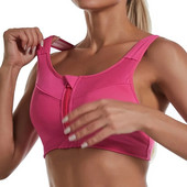 Sutien sport pentru femei cu fermoar frontal 2023, Top sport cu push-up, căptușit, respirabil, fără sârmă, sutien pentru antrenament pentru fitness, fitness, yoga, sutien sport Top