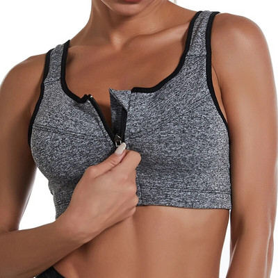 Sutien sport pentru femei cu fermoar frontal 2023, Top sport cu push-up, căptușit, respirabil, fără sârmă, sutien pentru antrenament pentru fitness, fitness, yoga, sutien sport Top