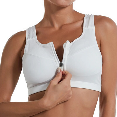 Sutien sport pentru femei cu fermoar frontal 2023, Top sport cu push-up, căptușit, respirabil, fără sârmă, sutien pentru antrenament pentru fitness, fitness, yoga, sutien sport Top
