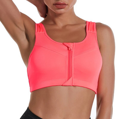 Sutien sport pentru femei cu fermoar frontal 2023, Top sport cu push-up, căptușit, respirabil, fără sârmă, sutien pentru antrenament pentru fitness, fitness, yoga, sutien sport Top