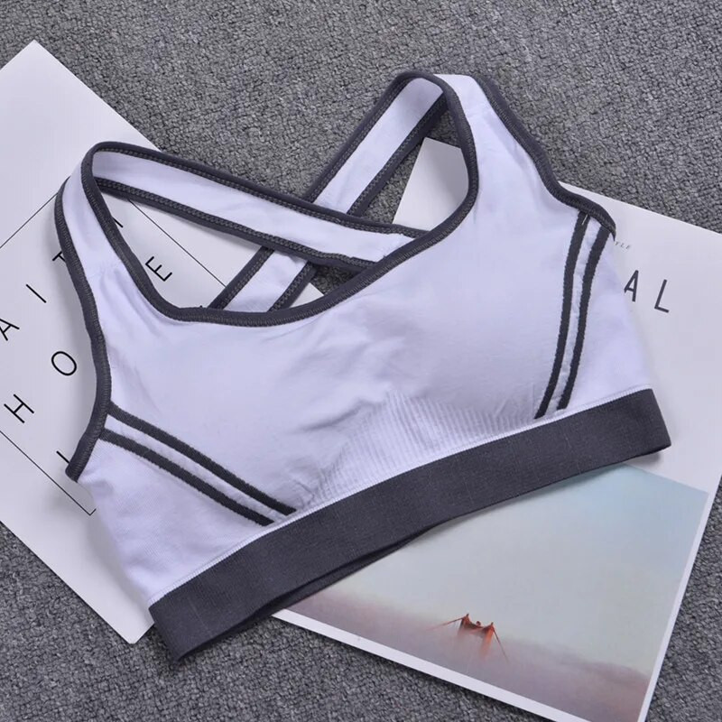 Sportinė liemenėlė moterims Gym Push Up Besiūlė Cross Running liemenėlė Atspari smūgiams ir patogi kvėpuojanti jogos sportinė liemenėlė