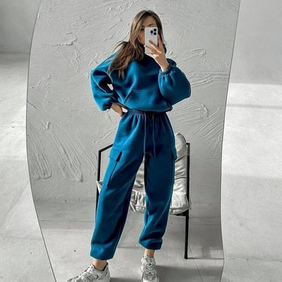 Trening damă Hanorace Set 2 piese Hanorac + Pantaloni Femei Sport Alergare Costum Primăvara și Toamna Iarna Imbracaminte sport