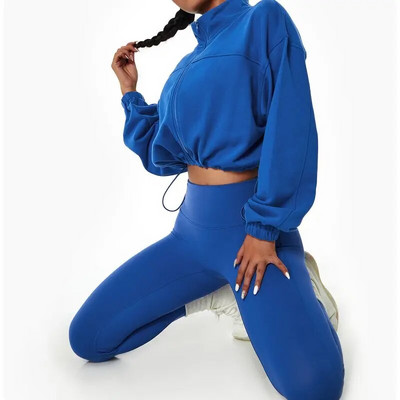 Haina de iarna tinuta Fitness Crop Top Sporturi active 2 buc Haine de antrenament pentru femei Seturi Set de antrenament 2 piese pentru femei