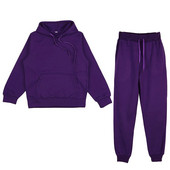 Trening de damă, plin, cu glugă, costume sport, toamnă, caldă, hanorace, ocazional, cu mânecă lungă, hanorace și pantaloni, fleece, set de două piese