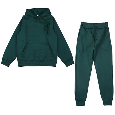 Trening de damă, plin, cu glugă, costume sport, toamnă, caldă, hanorace, ocazional, cu mânecă lungă, hanorace și pantaloni, fleece, set de două piese
