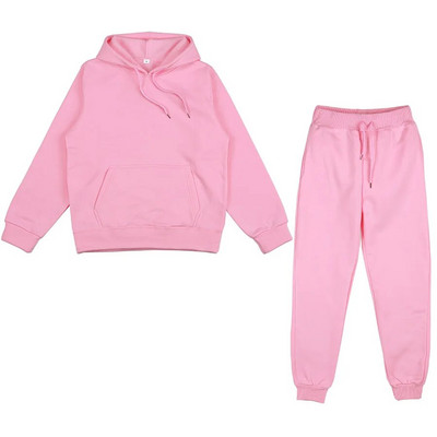 Trening de damă, plin, cu glugă, costume sport, toamnă, caldă, hanorace, ocazional, cu mânecă lungă, hanorace și pantaloni, fleece, set de două piese