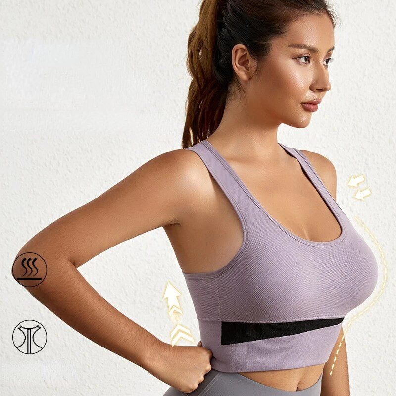 Αθλητικό σουτιέν Running Shockproof Gathering Χωρίς ατσάλινο δαχτυλίδι Υψηλή ελαστικότητα Αναπνεύσιμη πίεση Μείωση ιμάντες ώμου fitness yoga